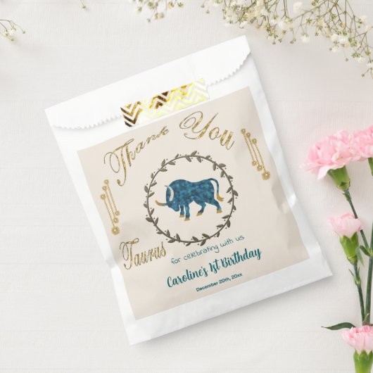 Goud & Parels Stier 1e Verjaardag Bedankt Bedankzakje (Gezegeld)