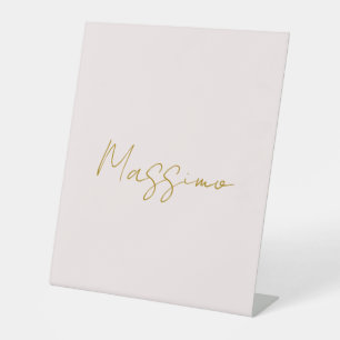 Goud & Pastel Kleur Calligrafie Elegante Gewone Na Reclamebord Met Voetstuk