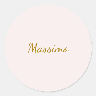 Goud & Pastel Kleur Calligrafie Elegante Gewone Na Ronde Sticker
