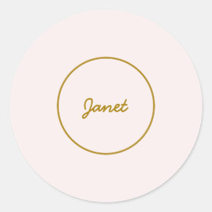 Goud & Pastel Kleur Calligrafie Elegante Gewone Na Ronde Sticker