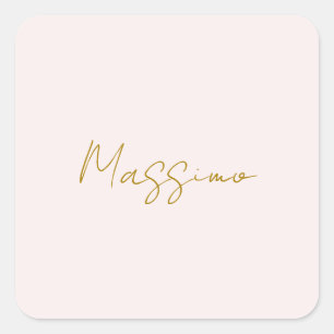 Goud & Pastel Kleur Calligrafie Elegante Gewone Na Vierkante Sticker