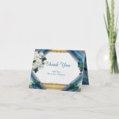 Goud, Peacock Feathers op Emerald Green Silk Bedankkaart (Voorkant)