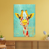 Goud Peeking Giraffe Art Canvas Afdruk (Insitu (Woonkamer))