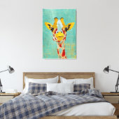 Goud Peeking Giraffe Art Canvas Afdruk (Insitu (Slaapkamer))