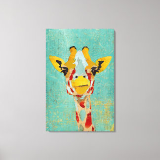 Goud Peeking Giraffe Art Canvas Afdruk