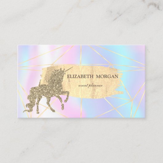 Goud penseel Slag, Lijnen, Unicorn Holographic Visitekaartje (Voorkant)