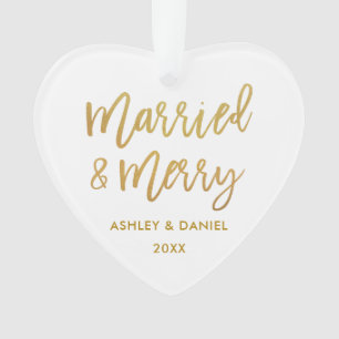 Goud penseelscript, gehuwd en verrukt weddenschap ornament
