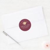 Goud Pet Maroon Afstuderen Ronde Sticker (Envelop)