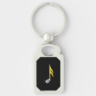Goud pictogram van een muzieknoot 1/16 sleutelhanger