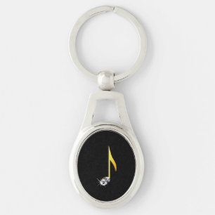 Goud pictogram van een muzieknoot 1/8 sleutelhanger