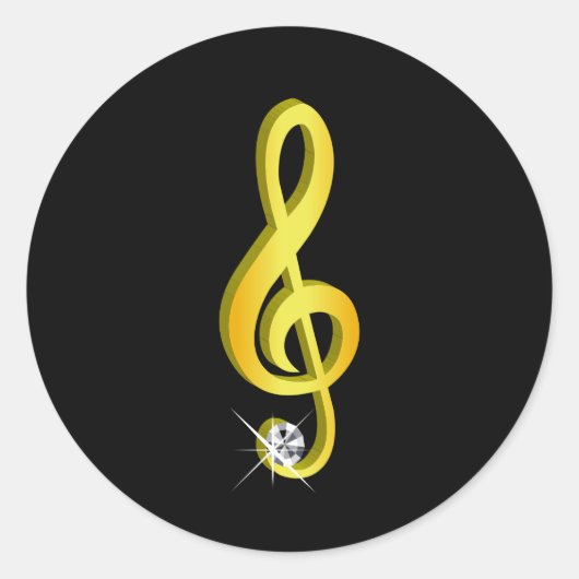 Goud pictogram van een muzieknoot G-Clef Ronde Sticker (Voorkant)