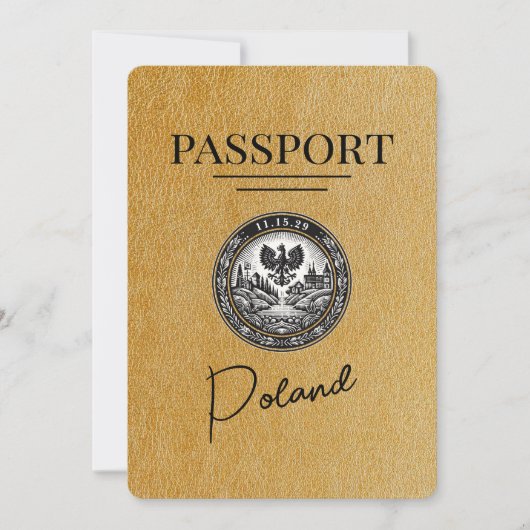 Goud Polen paspoort Bewaar de datum Save The Date (Voorkant)