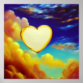 Goud Poster met gereduceerd wit hart