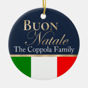 Goud Prettig Kerstfeest Italiaanse Vlag Marineblau Keramisch Ornament