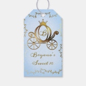 Goud Prinses Carriage Blauw Storybook Royal Cadeaulabel (Voorkant)
