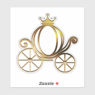 Goud Prinses Carriage Blauw Storybook Royal Sticker