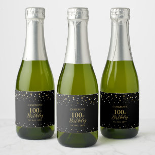 Goud Proost 100 jaar, 100ste Verjaardagsfeest Sparkling Wijnetiket