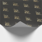goud Queen Bee op zwart Cadeaupapier (Hoek)