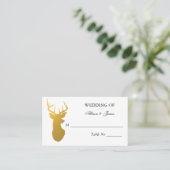 Goud rendier gewei moderne trouwtafel nummer plaatskaartje (Staand voorkant)