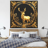 Goud rendiergoud en zwart sierlijk lijst canvas afdruk (Insitu (Slaapkamer))
