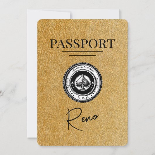 Goud Reno Paspoort Bewaar de datum Save The Date (Voorkant)