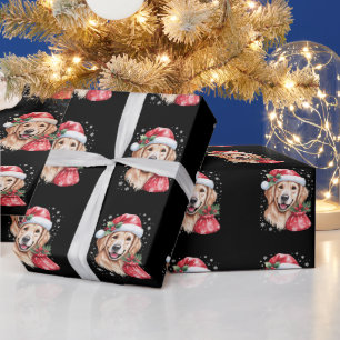 Goud Retriever Hond Kerst Licht Vakantie Feest Cadeaupapier