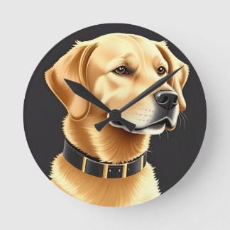 Goud Retriever Hond met een Leren Halsband Ronde Klok