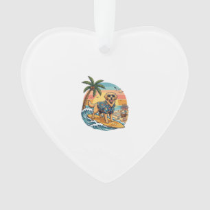 Goud Retriever Hond Surft Surfplank Zonsondergang Ornament