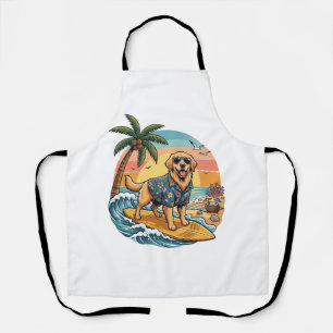 Goud Retriever Hond Surft Surfplank Zonsondergang  Schort