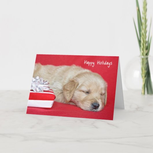 Goud Retriever Kerst Puppy Feestdagen Kaart (Voorkant)