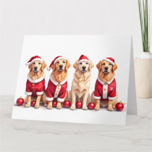 Goud Retriever Kerstjurk Kerstman Hoed Kaart