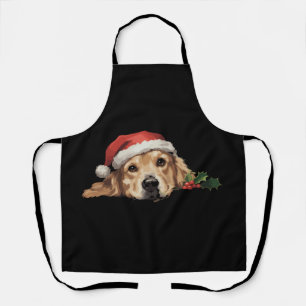 Goud Retriever Kerstman Santa Hoed Hond Kerstmis Schort