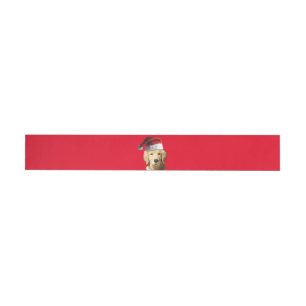 Goud Retriever met een Kerstman Adreslabel Wikkel