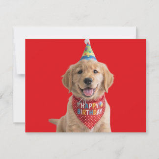 Goud retriever pup die een gelukkige verjaardag we kaart
