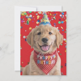 Goud retriever puppy die een gelukkige verjaardag feestdagenkaart
