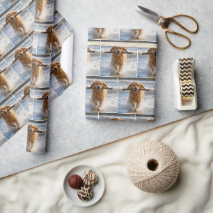 Goud Retriever Rent met een Strandstok Cadeaupapier