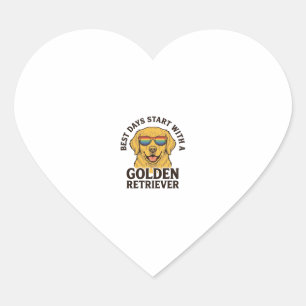 Goud Retriever Shirt met Retro Zonnebril Hond A Hart Sticker