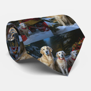 Goud Retriever Sneeuw Slede Kerst Decoratie Stropdas