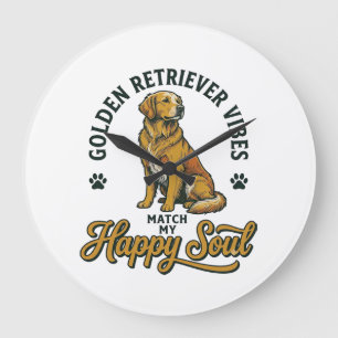 Goud Retriever T-shirt Vintage Gravure Hond Liefhe Grote Klok
