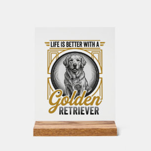 Goud Retriever Vintage Gravure Hond Liefhebber Shi Acryl Bord