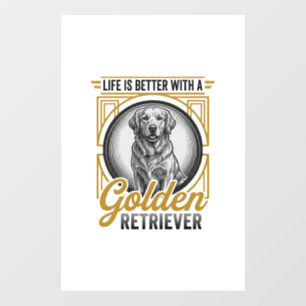 Goud Retriever Vintage Gravure Hond Liefhebber Shi Raamsticker