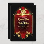 Goud Rode Bloem Moderne Boho Kaart (Voorkant / Achterkant)