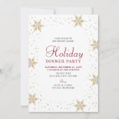 Goud & Rode Moderne Kerst Diner Feest Kaart (Voorkant)