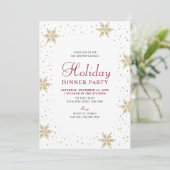 Goud & Rode Moderne Kerst Diner Feest Kaart (Staand voorkant)