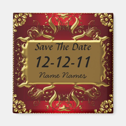 Goud Rode Save the Date rode magneet (Voorkant)