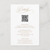 Goud Romantische Kalligrafie QR Code Bruiloft Deta Informatiekaartje (Voorkant)