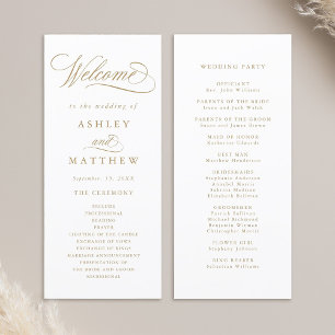 Goud Romantische Swirly Calligrafie Huwelijkscerem Programma