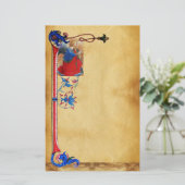 GOUD ROOD BLAUW KERSTENGEL BLOEMPERKAMENT BRIEFPAPIER (Staand voorkant)