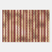 Goud rood confetti strepen elegant vormig patroon inpakpapier vel (Voorkant 2)