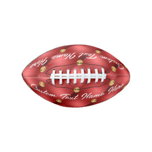 Goud Rood Diamantleder Aangepaste Tekst Naam Footb American Football